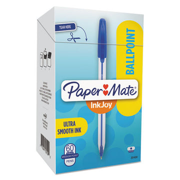 Paper Mate® Inkjoy 50st Ballpoint Pen, Stick, Medium 1 Mm, Blue Ink, White-blue Barrel, 60-pack freeshipping - TVN Wholesale